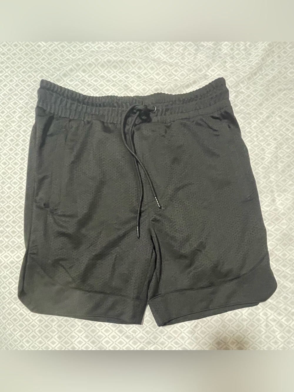 Men's Black Athletic Mesh Performance Shorts with Drawstring